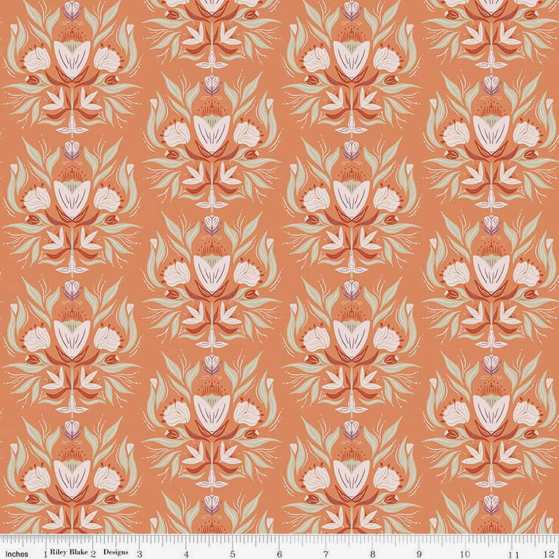 Floral Damask in Terracotta | Garden Dreams