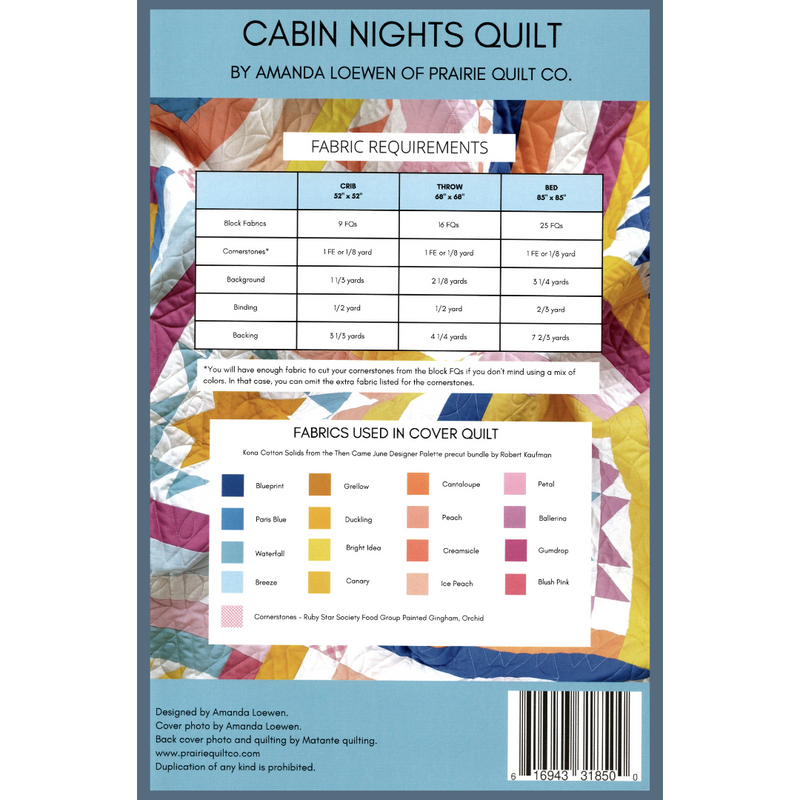 Cabin Nights Quilt | Paper Pattern