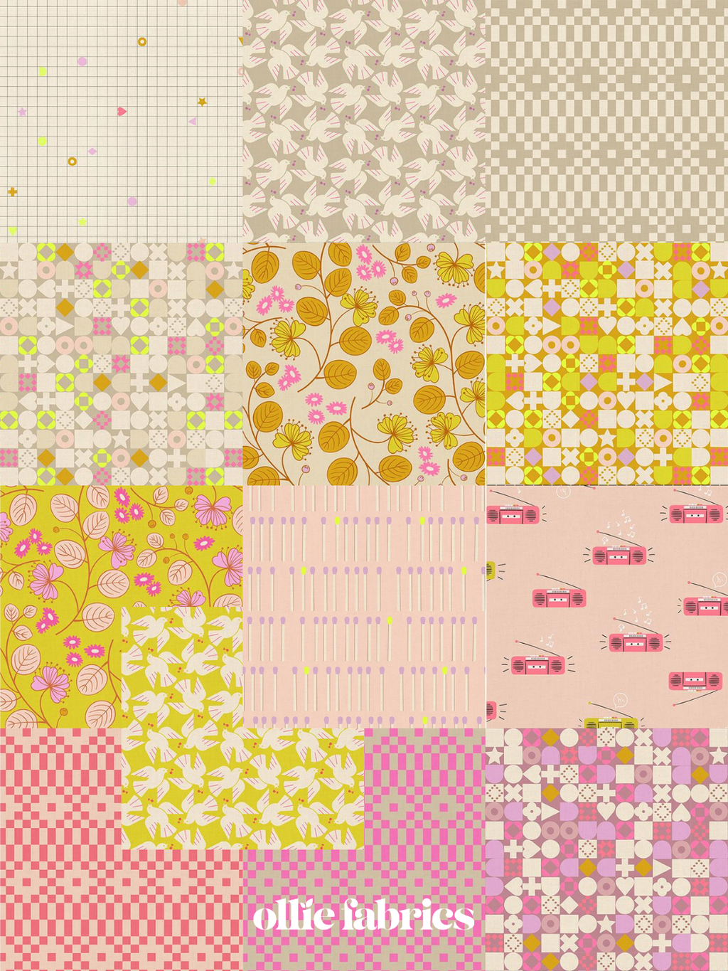 Roll of fabric with a colorful pattern and 'Ruby Star' label on a white background