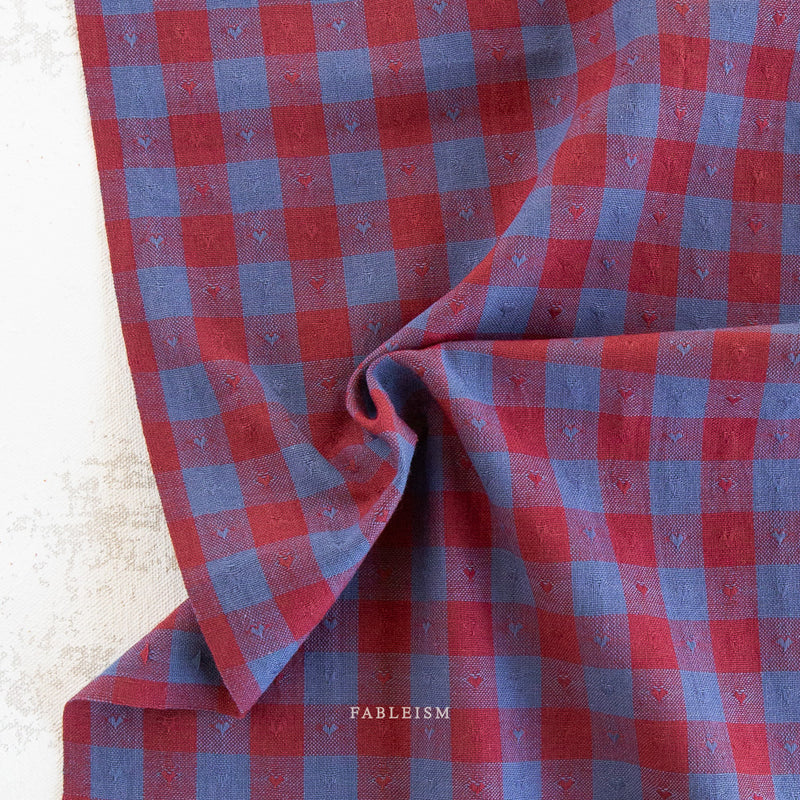 Dobby Hearts Gingham in Royal | Queen of Hearts