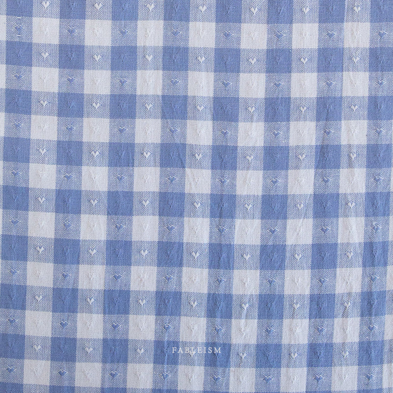 Dobby Hearts Gingham in Alice Blue | Queen of Hearts