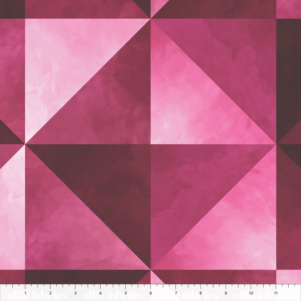 Geometric pattern with pink and dark magenta triangles